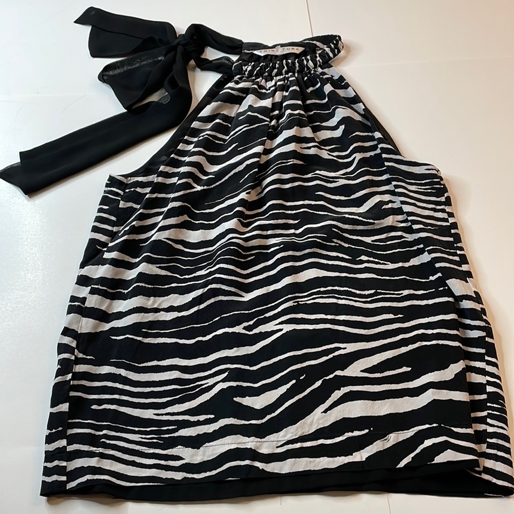 Trina Turk Black and White 100% Silk Tank